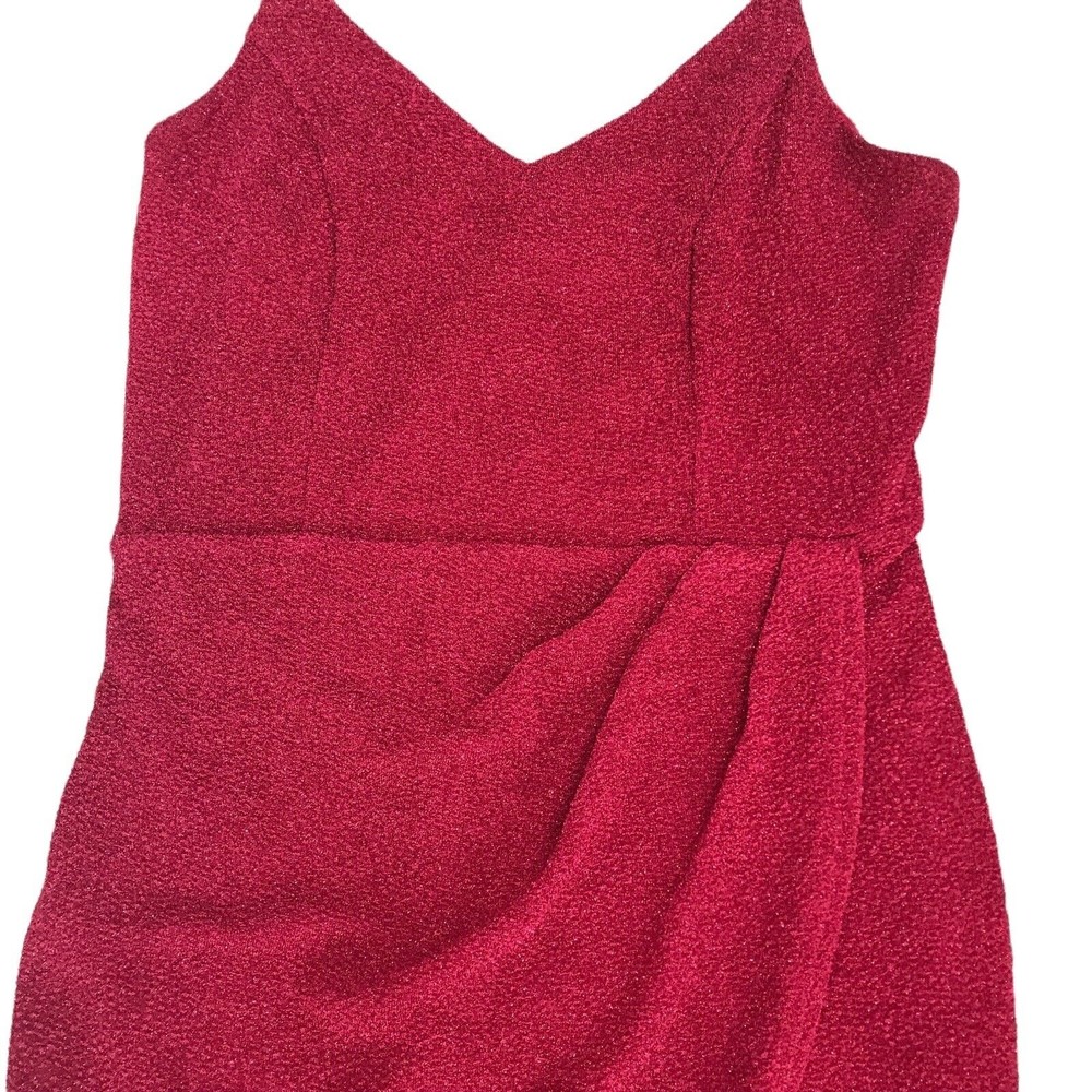LULUS Women's Red Metallic Spaghetti Strap Mini Dress Cocktail Medium - Picture 3 of 7